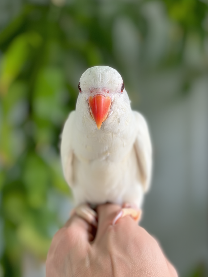 Hand-Tame Albino/white Indian Ringneck Parrot – Well Socialized - Image 2