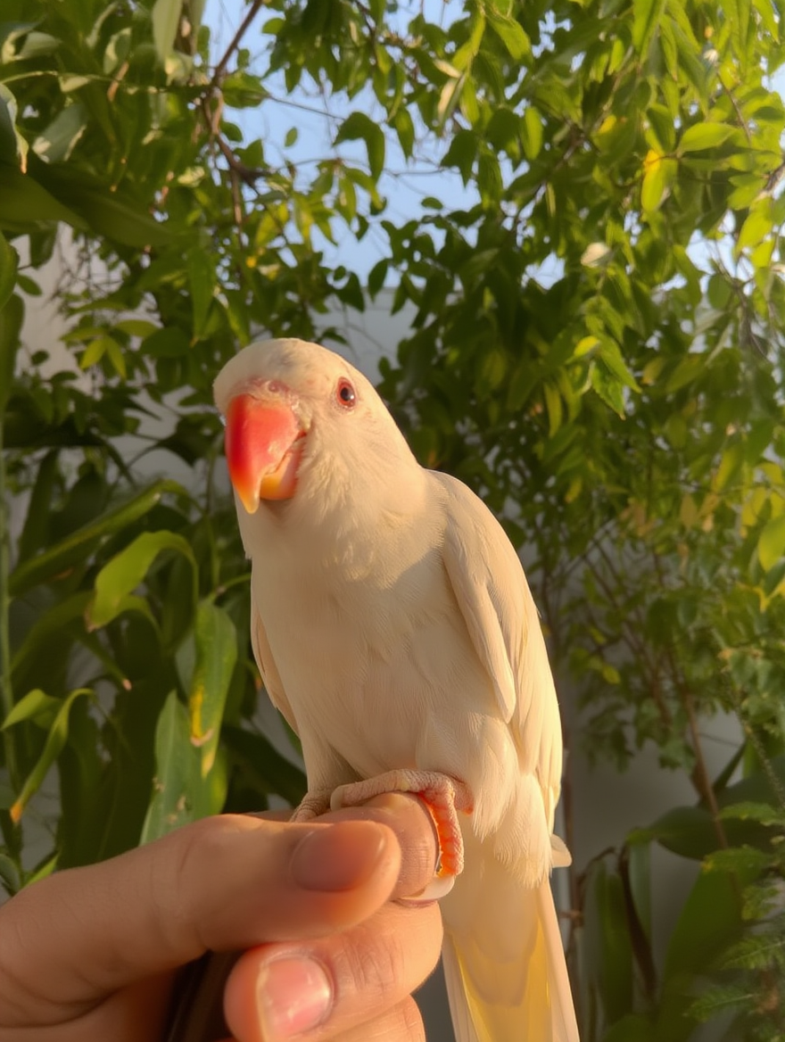Hand-Tame Albino/white Indian Ringneck Parrot – Well Socialized - Image 4