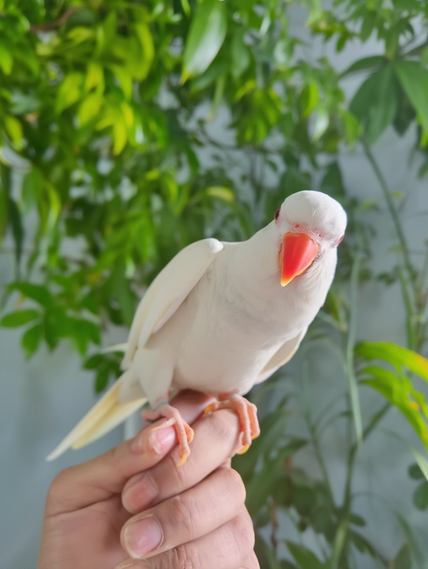 Hand-Tame Albino/white Indian Ringneck Parrot – Well Socialized - Image 5